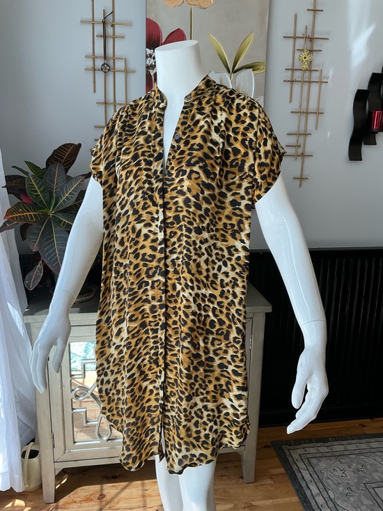 PAHIESA Dresses & Skirts - Formentera Wildlife Print 100% Silk Lingerie Shirt Dress Loungewear Cruise SZ 4